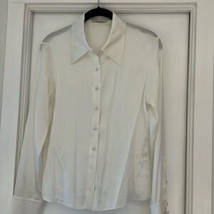 Alice+Olivia cream White silk blouse top SZ M